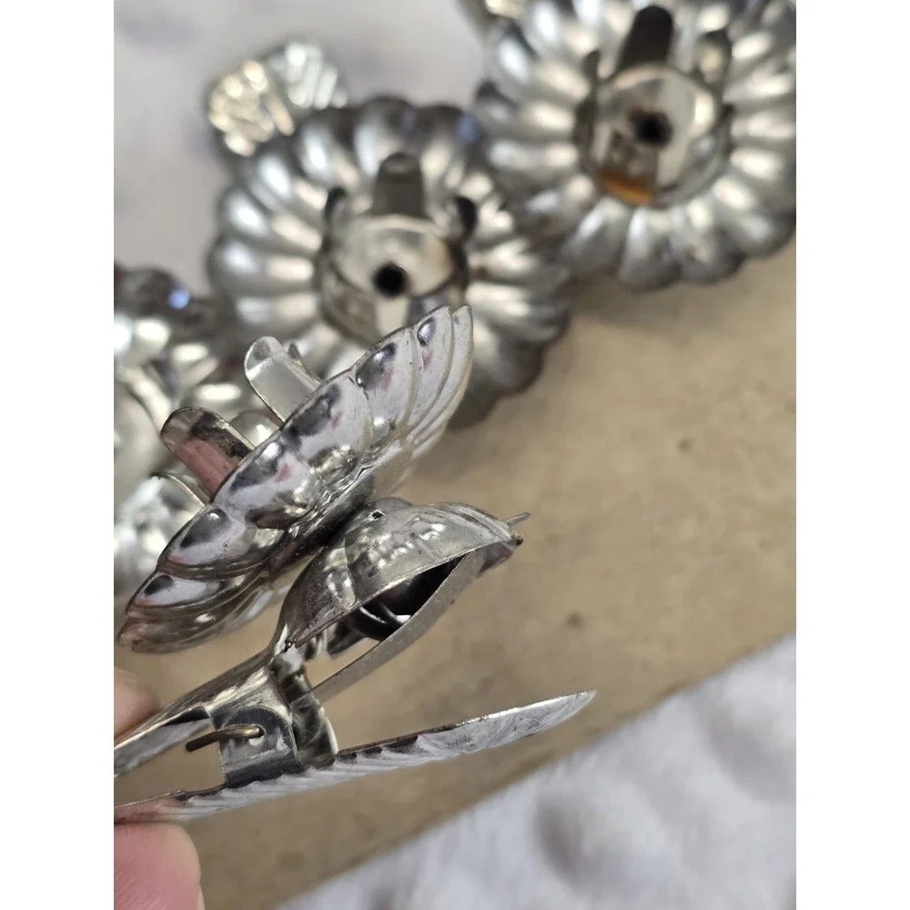 Vintage Christmas Tree Candle Clips Silver Lot Of 4 Original Xmas West Germany